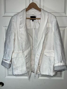 Banana Republic White 100% LinenShawl Collar Blazer